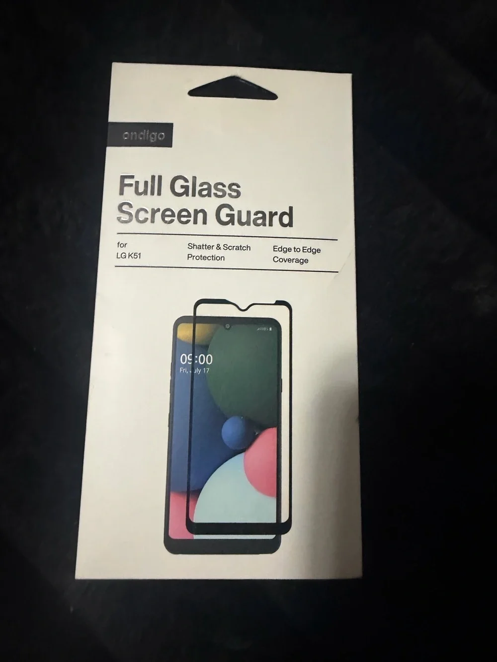 Ondigo full glass screen guard for the LG K51 smartphone